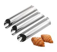 NIDONE Molde para croissants, moldes tubulares de cono de acero inoxidable, tubos para hornear Cannoli, 12, 5x2, 5 cm, 12 Uds.