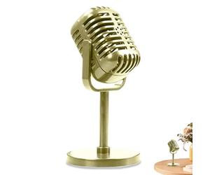 NIDONE Proporro de micrófono, Micrófono Retro Plastic Gold Finish Mic Piece para el Juego de la Fiesta de Cosplay y Las Decoraciones de Fiesta de música Hip Hop de Hip Hop