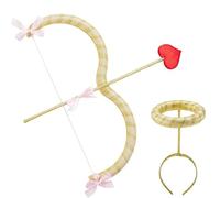 NIDONE Set de Arco y Flechas de Cupido, Flechas de Talla única. Accesorios para el Disfraz de Cupido de San Valentín, Accesorios para Bodas, cumpleaños, Cosplay y Disfraces, fotográficos, Dorado