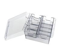 NIDONE Soporte de guardia de la clipper para 8 cuchillas, soporte de cuchilla de plástico visible de plástico, soporte de corte a prueba de polvo con tapa, caja de clipper cuadrada 5.7x4.5x3.2
