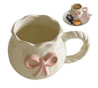 NIDONE Taza de cerámica, linda taza de café de cerámica con lazo con mango de cuerda creativo para oficina en casa, tazas de porcelana con forma de tarro de miel en relieve, sin empaquetar