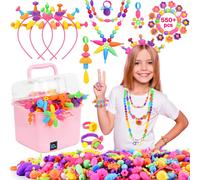 Nidoot Pop Beads Joya para nias Kit de fabricacin de joyas para nias para nias 550pc+ cuentas omitidas para nios juguetes de nia 4-5 5 artesan