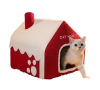 Nidos cálidos navideños para Mascotas: Cama de Invierno para Gatos y Cachorras | Cueva Grande con Forma de Casa de Nieve | NidoCálido de Felpa para Mascotas Lavable y Portátil | Camita Acogedora para