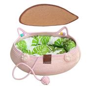 Nidos de gato tejidos, diseño inferior antideslizante, 35 x 35 x 13 cm, cesta organizadora de juguetes para gatos, cesta de juguetes para mascotas con asa, fácil de limpiar y mantener, para gatitos