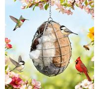 Nidos de pájaros hechos a mano de fibra, soporte de material para nidos de pájaros, cajas nido de colibrí para exteriores, diseño nido, refugio para pájaros de dos estaciones para jardín (beige B)