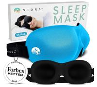 Nidra Antifaz contorneada para dormir de lado, ajuste a presión cero, 100 % bloqueo de luz, para dormir y viajar, extensiones de pestañas, correa ajustable, comodidad ultrasuave (tamaño pequeño, azul)