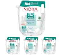 NIDRA | Eco-recarga de limpiador íntimo refrescante con antibacteriano, con proteínas de la leche, formato ahorro, ginecológicamente testado, Made in Italy, 1000 ml (Paquete de 4)