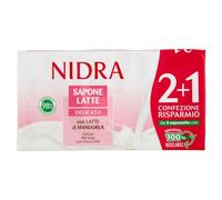 NIDRA | Pack de 3 pastillas de jabón delicado, con proteínas de la leche y leche de almendra, dermatológicamente testado, Made in Italy, 3x90 g