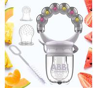 Niebla bebé sin BPA | Kit completo 1 chupete de fruta violeta + 3 tetinas [3 tamaños] + cepillo de limpieza | a partir de 4 meses de color mixto | Diversificación bebé anillo dentición chupete