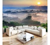Niebla Bosque Papel Pintado 200 x 140 cm 3D Amanecer árbole Mural de pared Fotomurales Tejido No Tejido Fuera De La Ventana Papel Tapiz Grande Murales Fotográfico Moderno Decoración de Paredes W-1216