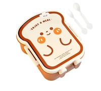 Niedliche Brotdose Auslaufsicher - Tragbare Lunchbox Mit Besteck Set, Lustiges Design Für Warme Speisen Snacks Salat | Praktische Mahlzeiten Box Von Zuhause Küche Schule Büro Arbeit Reisen Campin