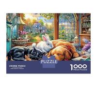 Niedliche Haustiere Szene 1000 Piezas Rompecabezas Divertidos DecoracióN Familiar Tiere im gemütlichen Zimmer Jigsaw Juegos Educativos para Adultos 70x50cm/1000pcs