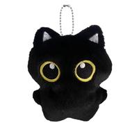 Niedliche Katze Plüsch - Schwarze Plüschkatze | Schlüsselanhänger Deko Für Mochila & Zimmer Kawaii Weiches Plüschspielzeug Stofftier Mädchen Schwarz, 10 cm, 1 Stückc