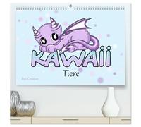 niedliche Kawaii Tiere (hochwertiger Premium Wandkalender 2026 DIN A2 quer), Kunstdruck in Hochglanz: Kleine süße Tiere im Kawaii Zeichenstil.