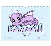 niedliche Kawaii Tiere (Wandkalender 2026 DIN A4 quer), CALVENDO Monatskalender: Kleine süße Tiere im Kawaii Zeichenstil.