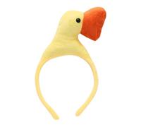 Niedliches Gans-Stirnband für Damen & Mädchen - Elastisches Spa Haarband zum Gesichtwaschen, Schminken & Hautpflege - Weicher Plüsch-Haarreif für Dusche, Yoga & Wellness - Weiß/Gelb