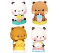 NIEEKRUN Bubu Dudu Figuras 4PCS Panda Oso Kawaii Auto Decoración Adorno Dibujos Animados Figura móvil Coche Coleccionable Decoración de Mesa Bubu y Dudu, Figura de oso Panda para Oficina Escritorio