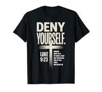 Niégate a ti Mismo Lucas9:23 Discipulado Cristiano Camiseta gráfica económica, Hombre, Negro, XL
