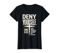Niégate a ti Mismo Lucas9:23 Discipulado Cristiano Camiseta gráfica económica, Mujer, Negro, XL