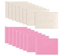 NIEI Multi- Bolsa de cosméticos con cremallera, bolsa de maquillaje de lona, bolsa de aseo de viaje, bolsa de lápices en , bolsa de manualidades, Rosa y beige