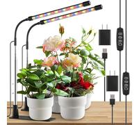 Niello 2 pack lámpara de crecimiento para plantas de interior, luz de espectro completo para plantas con base, lámpara para plantas con temporizador automático ON/OFF 3/9/12H