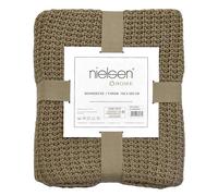 nielsen HOME Manta de Punto Grueso Alen, 150x200 cm, Arena, 100% algodón, de Punto, Punto Grueso, Oekotex, Manta de Punto, Manta acogedora y Elegante a la Moda