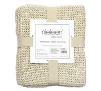 nielsen HOME Manta de Punto Grueso Alen, 150x200 cm, Blanco Crema, 100% algodón, de Punto, de Punto Grueso, Oekotex, Manta de Punto, Manta acogedora y Elegante a la Moda