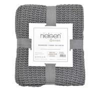 nielsen HOME Manta de Punto Grueso Alen, 150x200 cm, Gris Claro, 100% algodón, de Punto, de Punto Grueso, Oekotex, Manta de Punto, acogedora y Elegante Manta de Moda