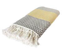 nielsen HOME Plaid Dana, 150x200 cm, Blanco Marrón Amarillo, Estampados, Boho, Algodón, Manta Suave, Manta de Sofá, Colcha de Picnic