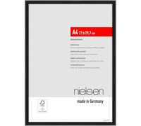 nielsen marco de fotos, 21 x 29,7 cm (A4), Aluminio, Negro mate, Marco para documentospara colgaren formato vertical y apaisado, vidrio sintético irrompible, Atlanta