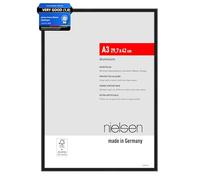 nielsen marco de fotos, 29,7 x 42 cm (A3), Aluminio, Negro mate, Marco para pósterpara colgaren formato vertical y apaisado, vidrio sintético irrompible, Atlanta