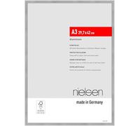 nielsen marco de fotos, 29,7 x 42 cm (A3), Aluminio, Plata mate, Marco para pósterpara colgaren formato vertical y apaisado, vidrio sintético irrompible, Atlanta