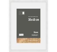 nielsen marco de fotoscon passepartout, 30 x 40 cm, Madera, Blanco, Marco de fotospara colgaren formato vertical y apaisado, vidrio real, Skava