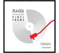 nielsen marco para discos de vinilo, 31,4 x 31,6 cm, Aluminio, Negro mate, Marco para vinilopara colgaren formato vertical y apaisado, vidrio sintético irrompible, Vinyl Alu