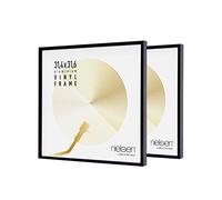 nielsen marco para discos de vinilo, 31,4 x 31,6 cm (juego de 2), Aluminio, Negro mate, Marco para vinilopara colgaren formato vertical y apaisado, vidrio sintético irrompible, Vinyl Alu