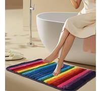 NIENLCIP Alfombra Antideslizante para baño de Color con Rayas arcoíris, Lavable, Hecha de Material TPR (50x70 cm), Que se Puede Utilizar como tapete.