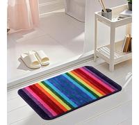 NIENLCIP Alfombra Antideslizante para baño de Color con Rayas arcoíris, Lavable, Hecha de Material TPR (50x80 cm), Que se Puede Utilizar como tapete.