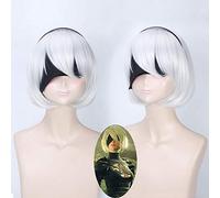 Nier: automata Pelucas Yorha No.2 Tipo B 2byorh 2a 9s 2b Peluca de cosplay Pelo sintético corto Disfraz de fiesta de Halloween Peluca Anime Blanco