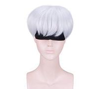 NieR Automata YoRHa No.9 Modelo S Peluca corta Disfraz de Cosplay Pelo sintético resistente al calor Hombre Pelucas (Sin parche Corbata)