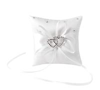 NIERBO Cojín para Anillo de Bodas 10 * 10 cm Almohada para Anillo con Lazo de Satén para Accesorios de Compromiso de Boda (Blanco)