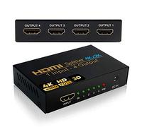 NIERBO Splitter HDMI 4 Salidas - Duplicador Compatible Con 4K 3D 1080p - 1 Entrada x 4 Salidas Distribuidor Para PS4 PS3 Xbox y Más Dispositivos