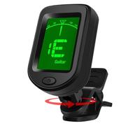 Niesel Afinador de guitarra con clip | Afinador recargable para bajo, pantalla LCD digital, rotación de 360 grados, herramienta de afinación de instrumentos de cuerda para bajo, ukelele, banjo y