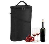Niesel Bolsas para Vino aisladas - Bolsa térmica para 2 Botellas | Bolsillo Aislado Impermeable para Cerveza con Entre Cuello Ajustable y asa | para Transporte de Adultos, Fiesta, Picnic, Golf
