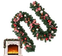 Niesel Guirnalda navideña para | 2,7 m de decoración de bayas rojas - con guirnalda de pino falso - para boda, vacaciones, invierno, festivales, escaleras, barandilla, mesa de comedor