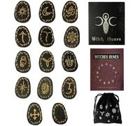 Niesel Juego de Piedras de de Madera, Juego de de Brujas de 14 Piezas, Juego de de Brujas de Madera, Kit de de Brujas con Juego de guías, símbolo rúnico Grabado para la