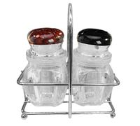 Niesel Juego de salero y pimentero, juego de botellas de salero y pimentero, recipientes de almacenamiento con soporte para restaurante, encimera, estante de granja, apartamento, picnic, hogar