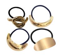 Niesel Lazos Para El Cabello Con Extremos Metálicos,Soporte Para Lazos Para El Cabello De Metal, 4X Soportes de cola de caballo elásticos geométricos, Soporte decorativo para cola de caballo, lazo
