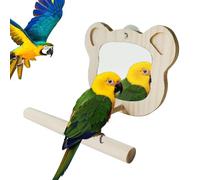 Niesel Percas de pájaro espejo, perca de pájaro con espejo | Calaje de conducción de madera Tie de pie - PARROT Cage Toys for Parkeet African Grey Conure Cockatiel Lovebird Finch Canary, y otros