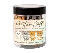 Niesel Tarjetas de afirmaciones positivas - 60 tarjetas de aliento - Tarro con gato positivo - Para mujeres y colegas, decoración de escritorio, atención plena y cuidado de la salud mental