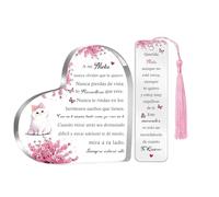 Nieta Regalos para Mujeres y Niñas Cumpleaños Signos de Corazón Juego de Marcadores de Libros 2PC Placas Inspiradoras Graduación Recuerdo de Navidad Lindo Gato para Ella Nietas del Abuelo (Nieta B)